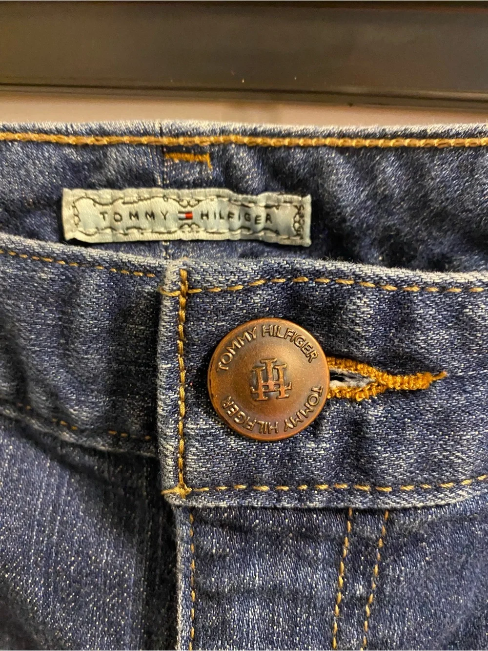 Tommy Hilfiger 14 16 Jeans Shorts Bermuda Cut Off Raw Hem Blue Denim Stretch